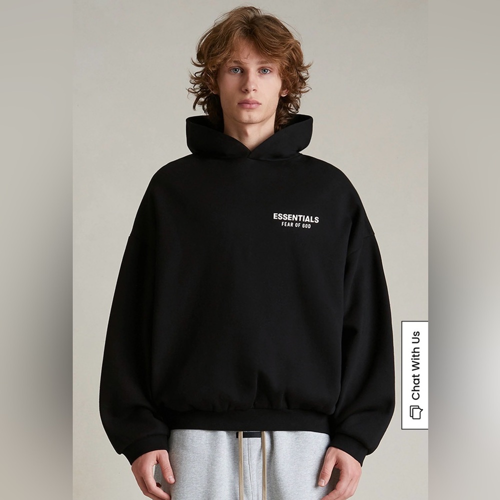 Fear of God ESSENTIALS Black Fleece Hoodie Size M